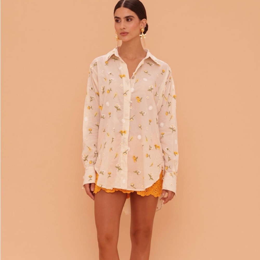 Azulu Colombia Cream‎ Floral Long Sleeve Top - Picture 10 of 10